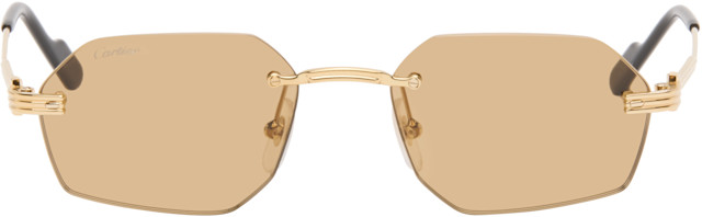 Cartier: Gold 'Première de Cartier' Sunglasses | SSENSE