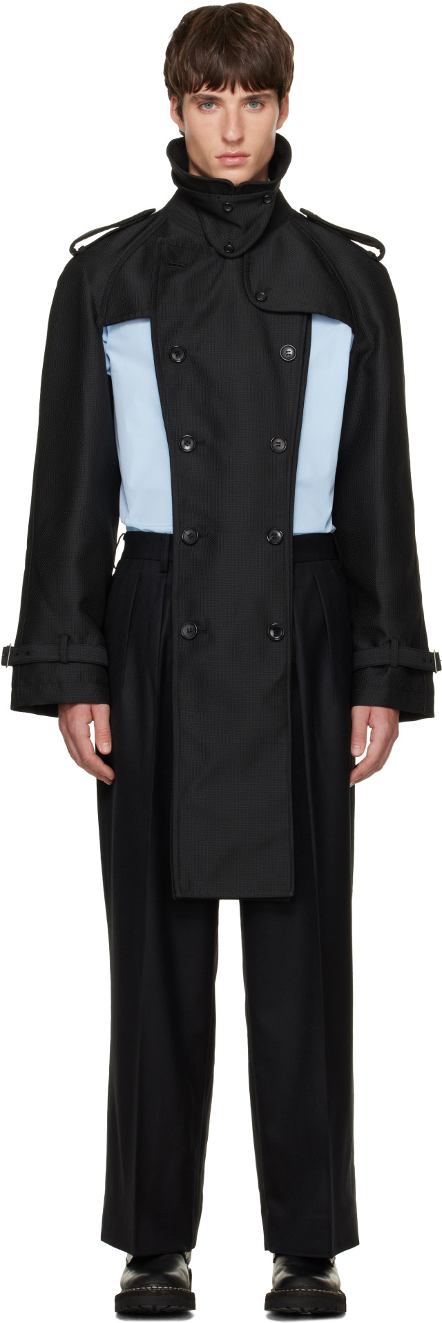 Comme des Garçons Homme Plus: ブラック ドビークロス トレンチコート