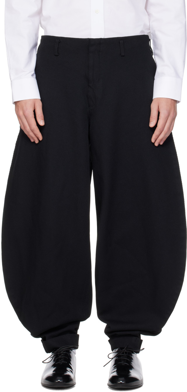 80's COMME des GARCONS HOMME PLUS サスペンダー Comme des Garçons Homme Plus: Black Heavy Kersey Trousers | SSENSE