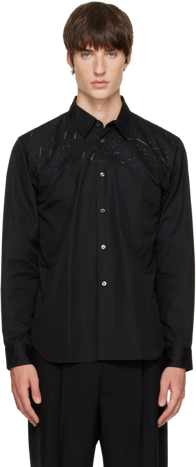Comme des Garçons Homme Plus: ブラック レースシャツ | SSENSE 日本