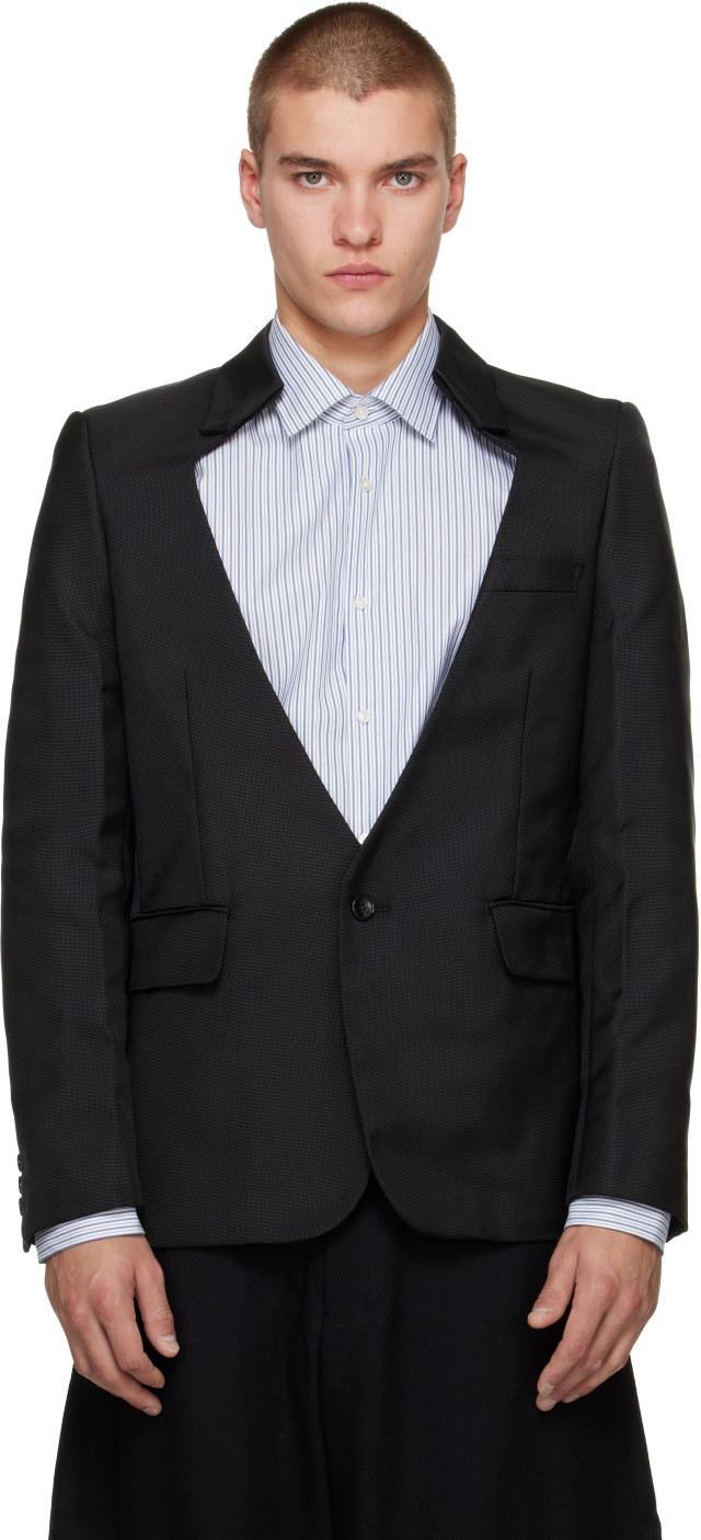 Comme des Garçons Homme Plus: ブラック Nylon Oxford テーラード