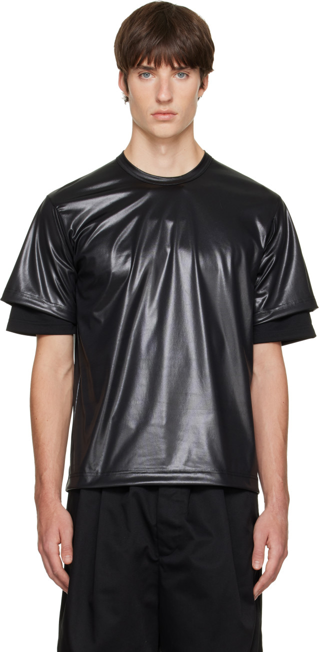 Comme des Garçons Homme Plus: ブラック Gloss Finish Tシャツ