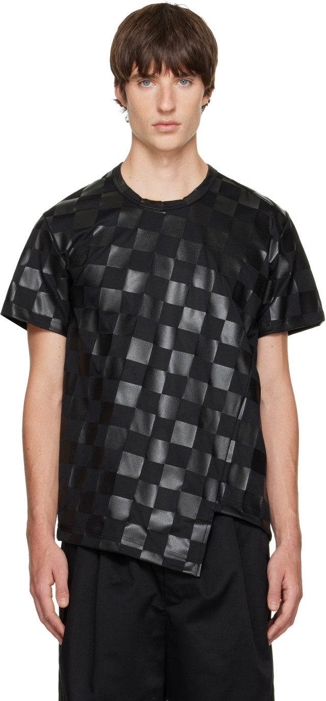 Comme des Garçons Homme Plus: ブラック ブロックチェック Tシャツ