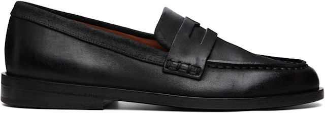 Marsèll: ブラック Mocasso ワックスド リバースレザー ローファー