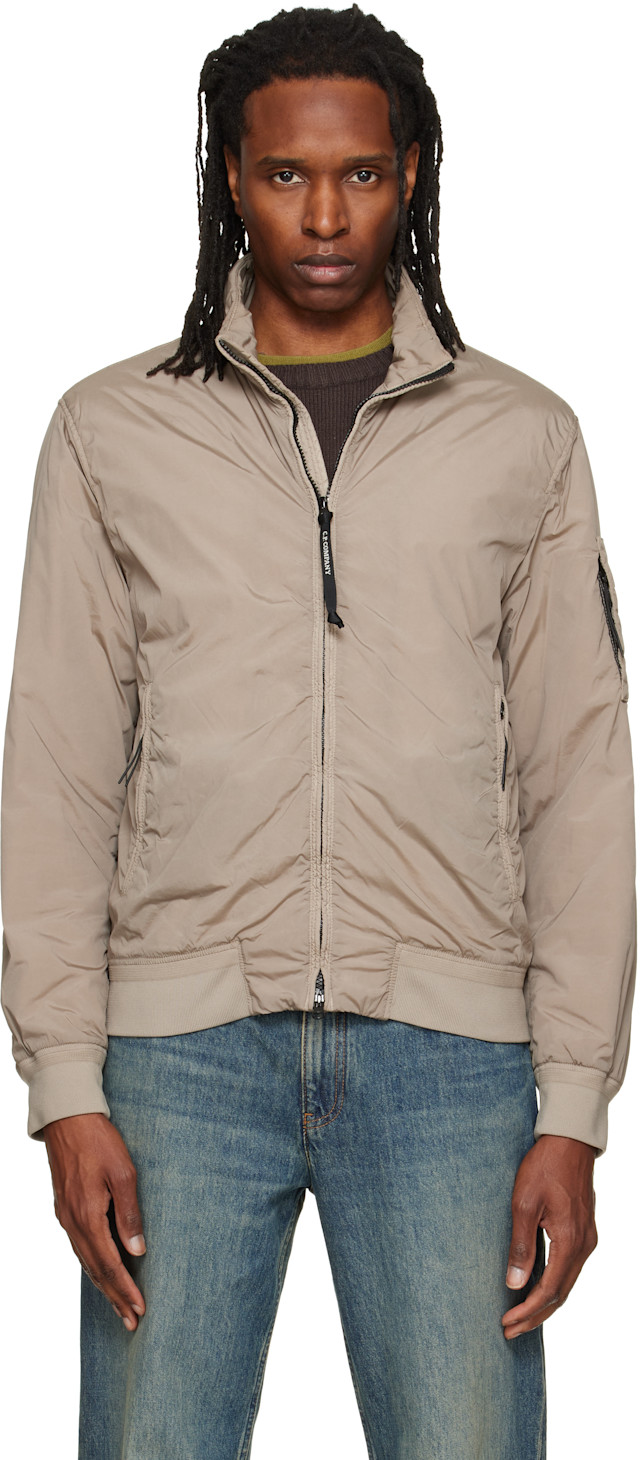 C.P. Company: Taupe Nycra-R Padded Bomber Jacket | SSENSE