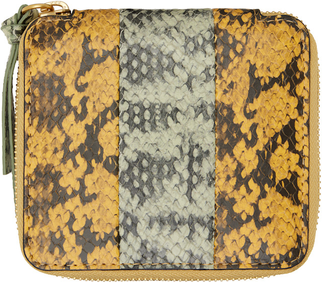 Dries Van Noten: Yellow & Green Leather Wallet | SSENSE