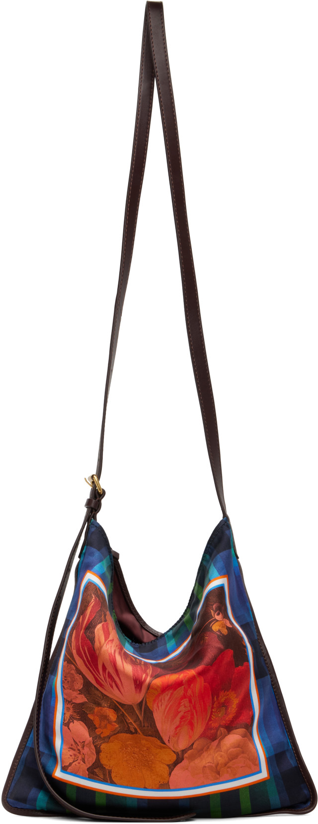 Dries Van Noten: レッド＆ブルー ミディアム Scarf Print ショルダー