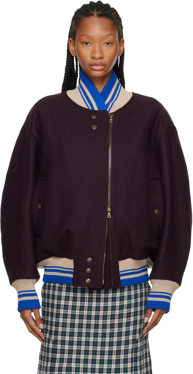 Dries Van Noten: パープル ウール ボンバージャケット | SSENSE 日本