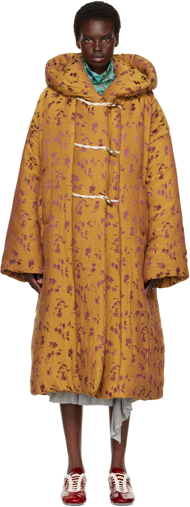 Dries Van Noten: イエロー＆パープル フローラル コート | SSENSE 日本
