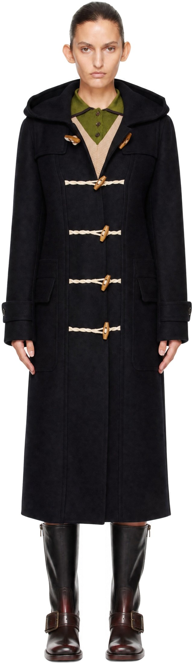 Dries Van Noten: Black Wool Duffle Coat | SSENSE