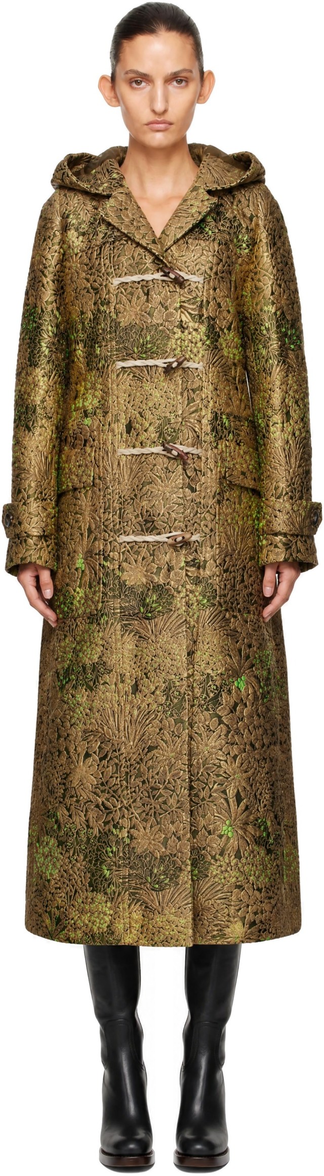Dries Van Noten: ベージュ ジャカード ダッフルコート | SSENSE 日本