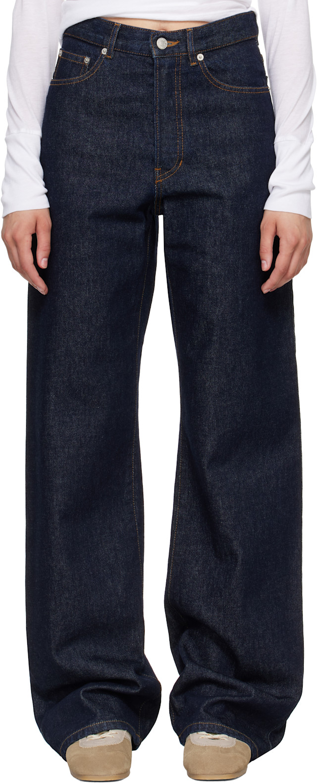 Dries Van Noten: Navy Five-Pocket Jeans | SSENSE