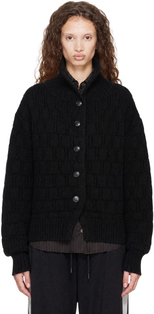 Dries Van Noten: ブラック テクスチャ ウール カーディガン | SSENSE 日本
