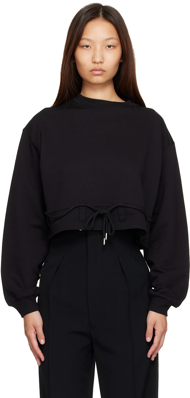 Dries Van Noten: Black Cropped Sweatshirt | SSENSE