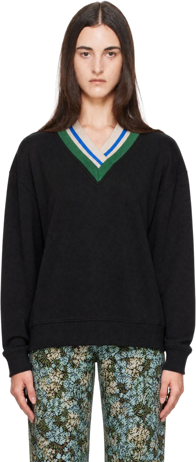 Dries Van Noten: Black Layered V-Neck Sweater | SSENSE