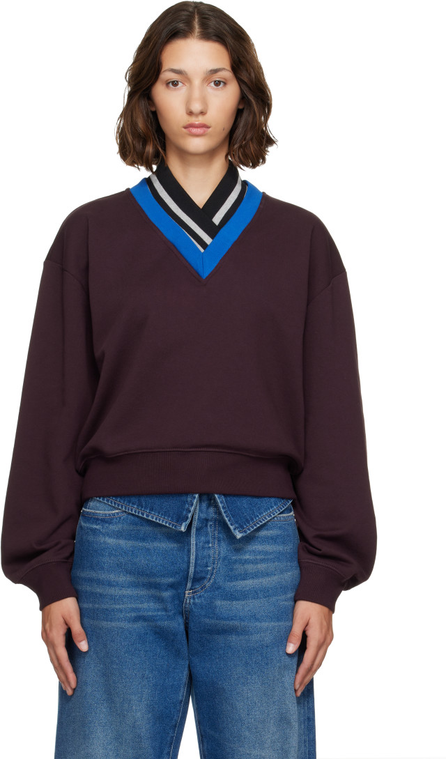 Dries Van Noten: Burgundy Cotton Sweatshirt | SSENSE