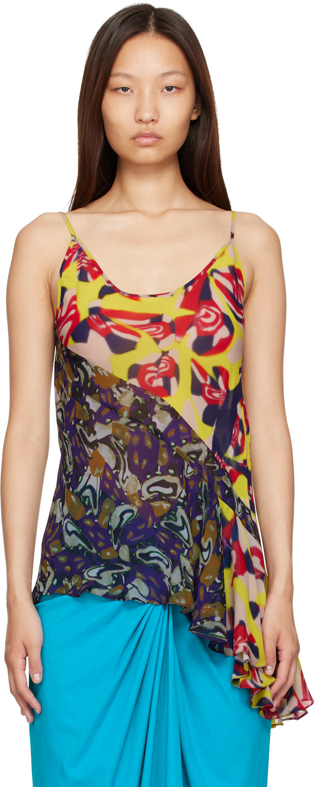 Dries Van Noten: マルチカラー ビスコース スリップ トップス