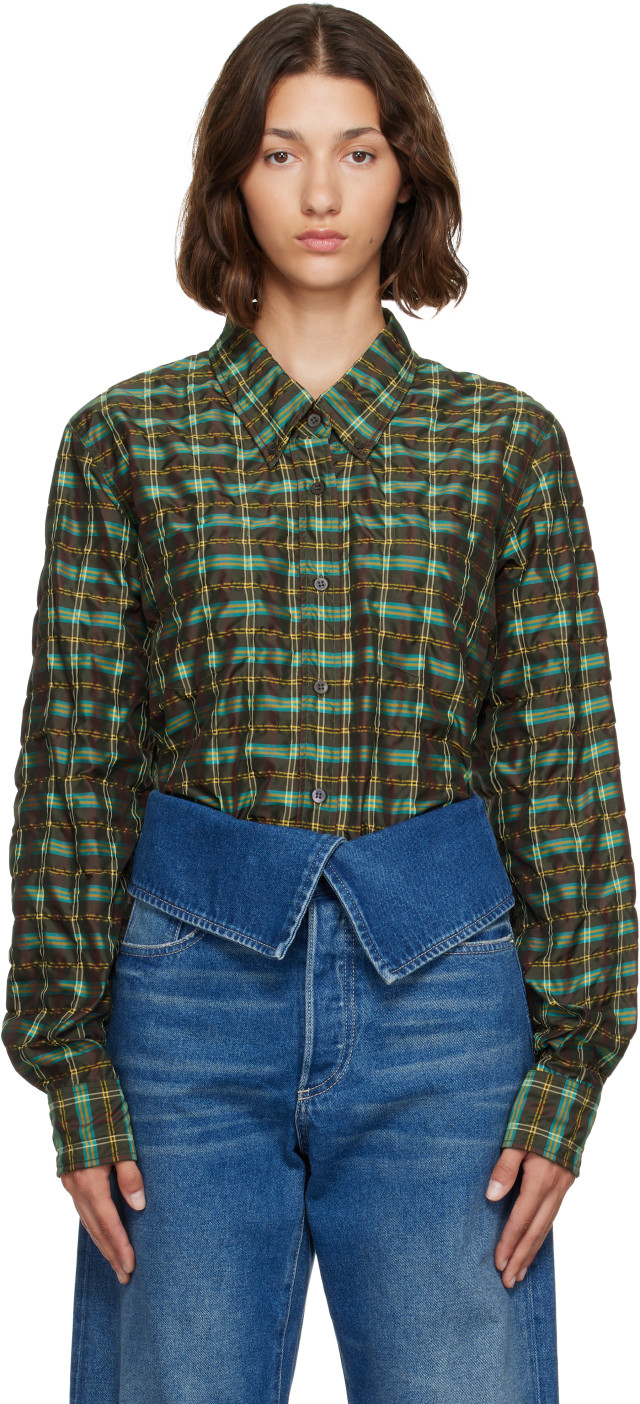 Dries Van Noten: Khaki Check Shirt | SSENSE