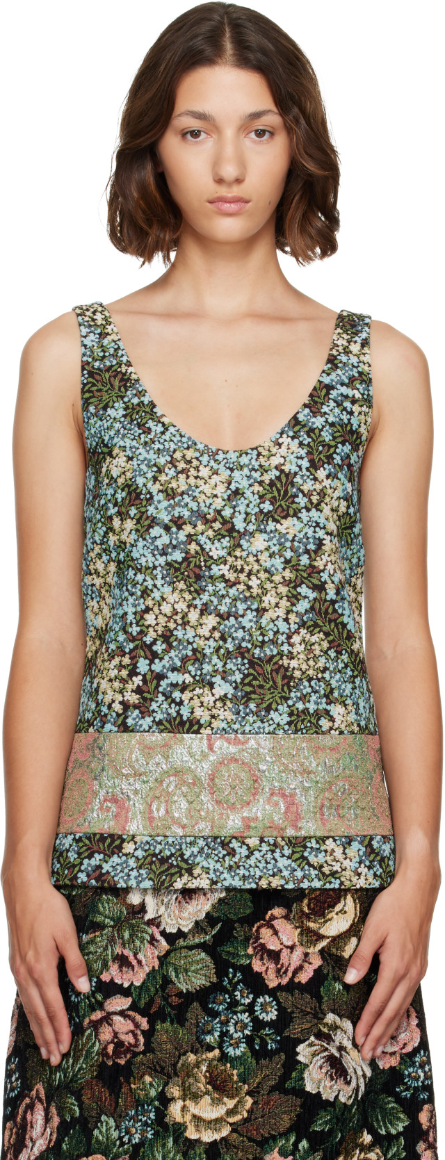 トップス DRIES VAN NOTEN Dries Van Noten: Blue Floral Top | SSENSE