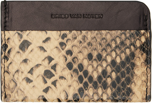Dries Van Noten: Brown & Beige Calfskin Card Holder | SSENSE