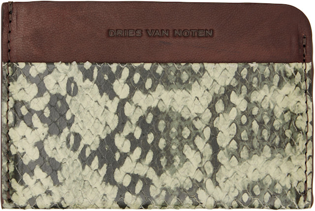 Dries Van Noten: Brown & Green Calfskin Card Holder | SSENSE