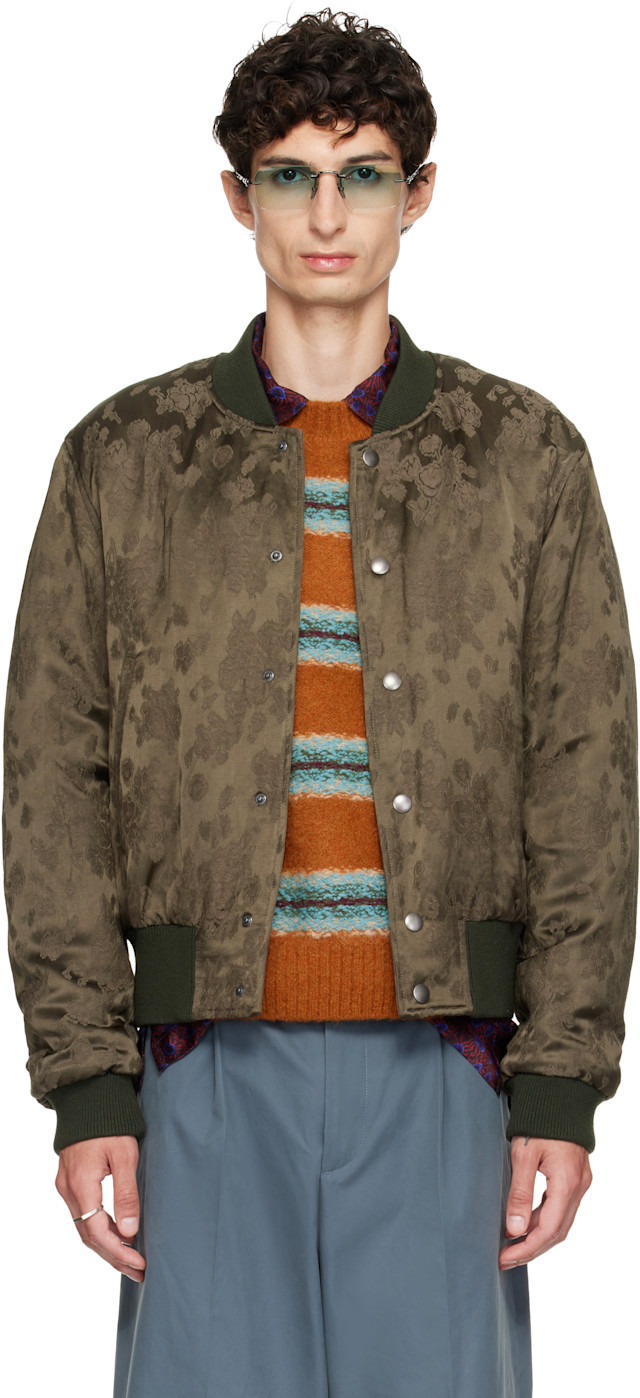Dries Van Noten: Khaki Pattern Bomber Jacket | SSENSE