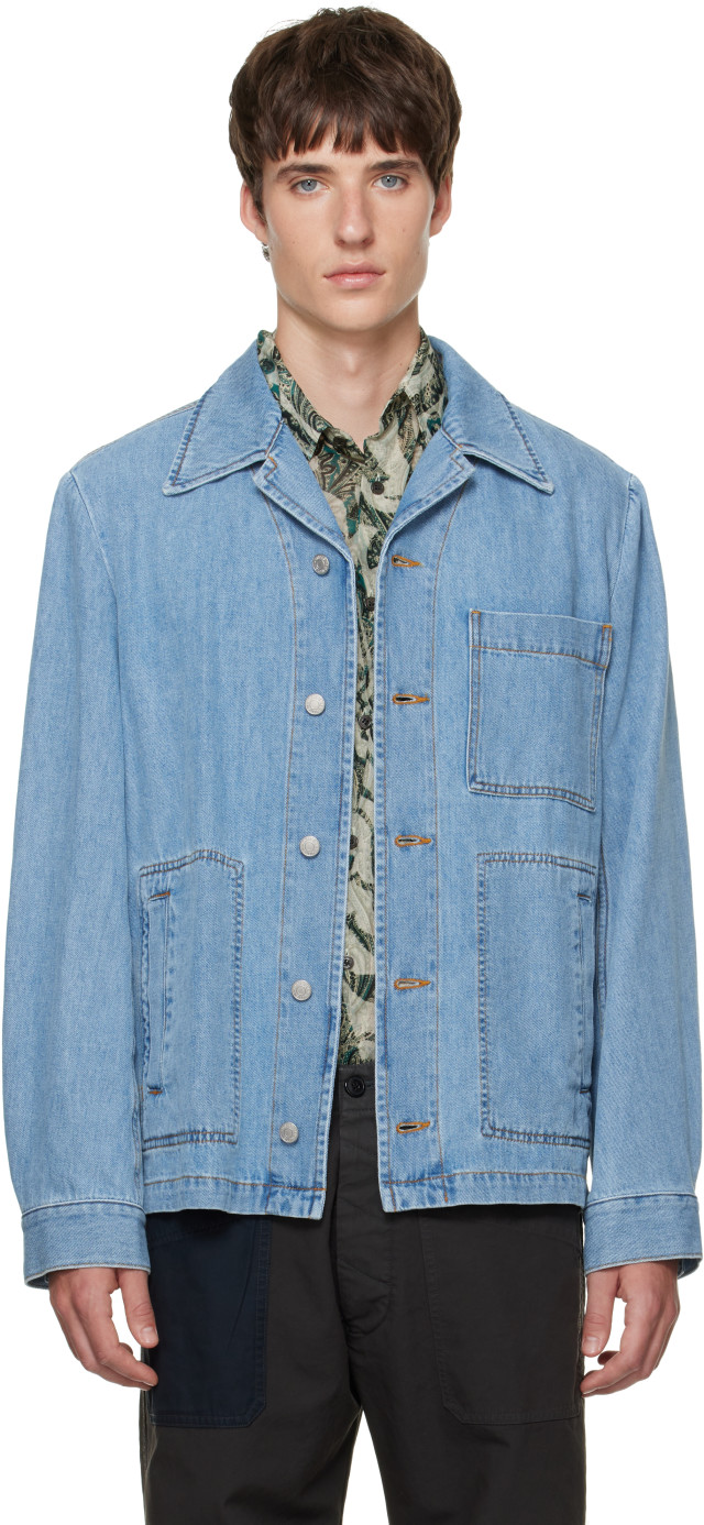 Dries Van Noten: ブルー フェード デニムジャケット | SSENSE 日本
