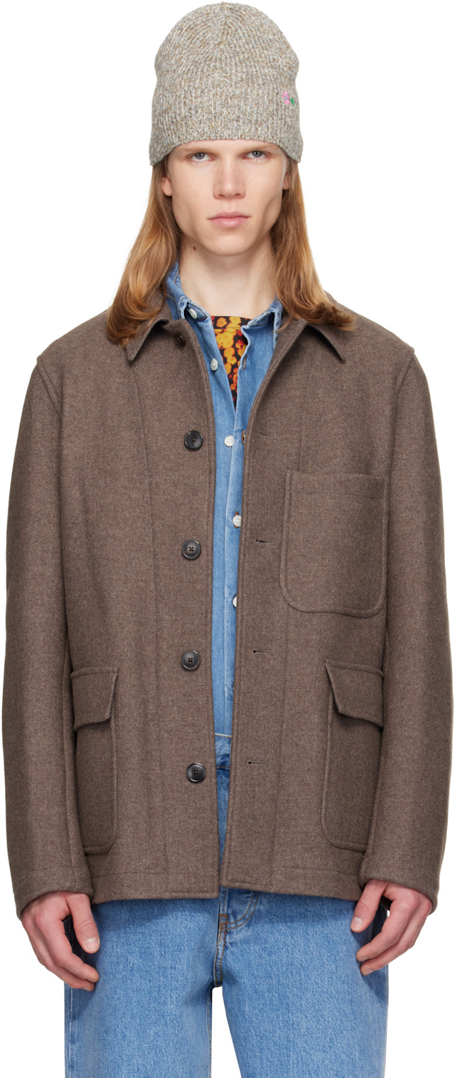 専用　archive DRIES VAN NOTEN TWEED JACKET Dries Van Noten: Taupe Wool Melton Jacket | SSENSE