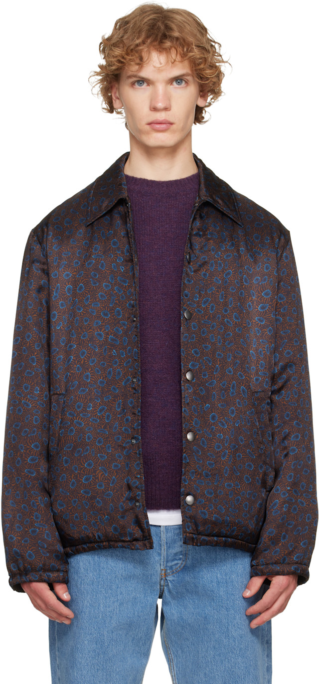 Dries Van Noten: ブラウン＆ブルー プリント ジャケット | SSENSE 日本