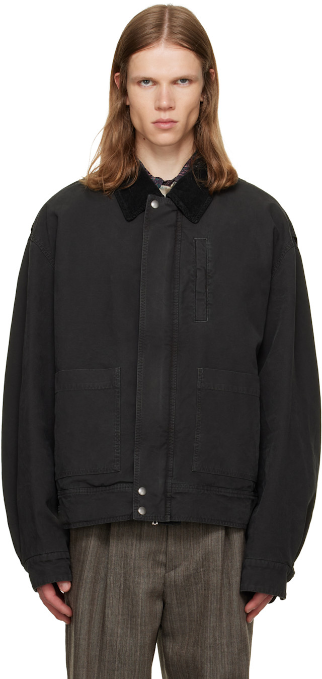 Dries Van Noten: Gray Contrast Collar Jacket | SSENSE