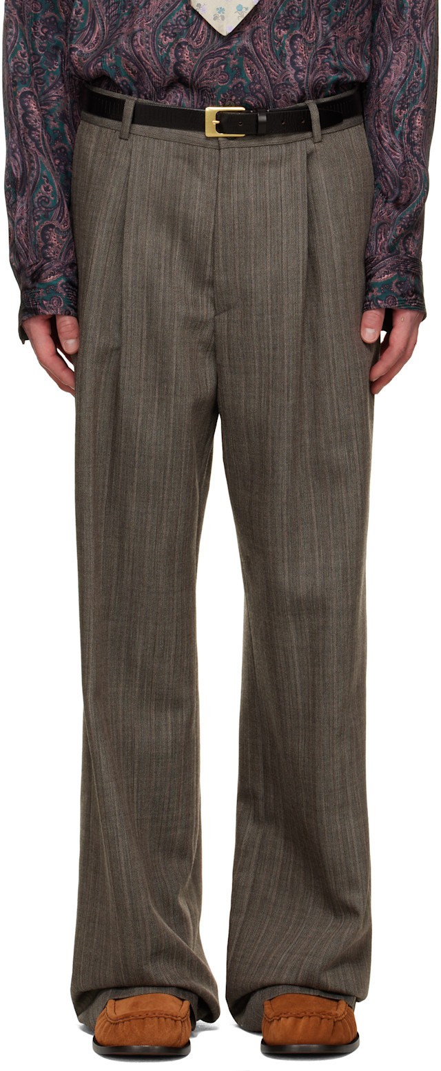 DRIES VAN NOTEN グレーストライプ スラックス DRIES VAN NOTEN グレーストライプ スラックス DRIES VAN NOTEN グレー
