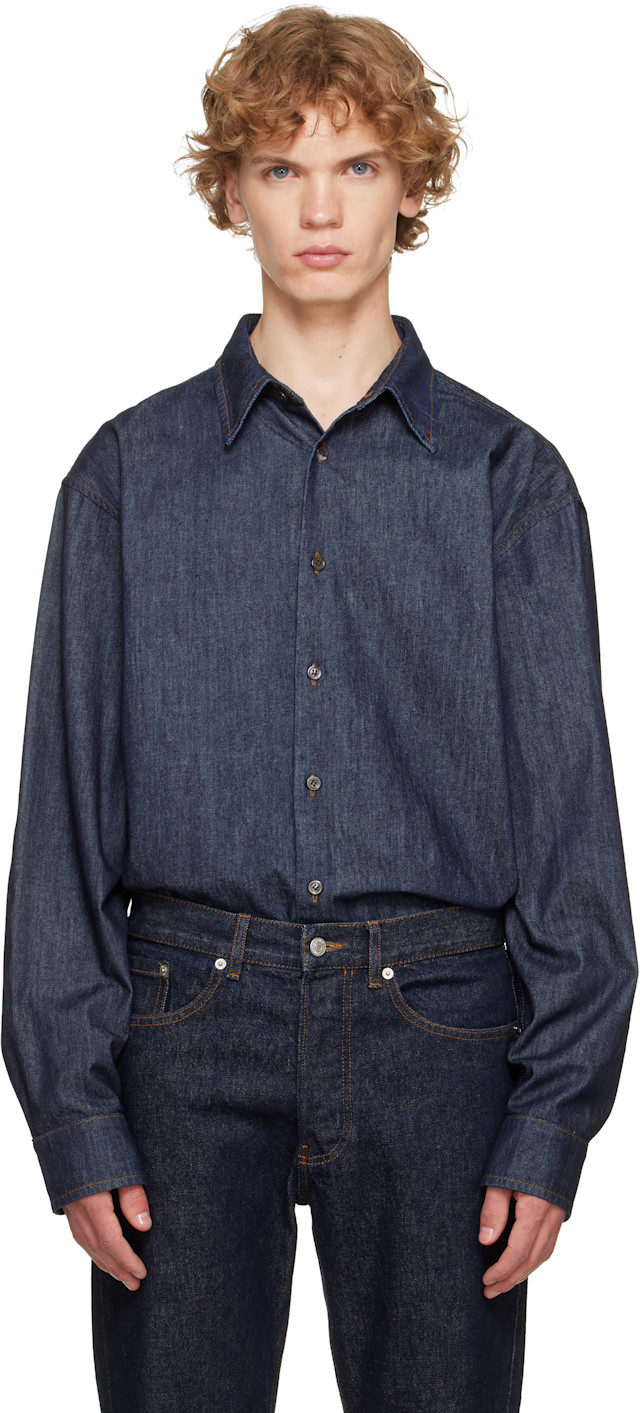Dries Van Noten: ブルー ルーズフィット デニムシャツ | SSENSE 日本