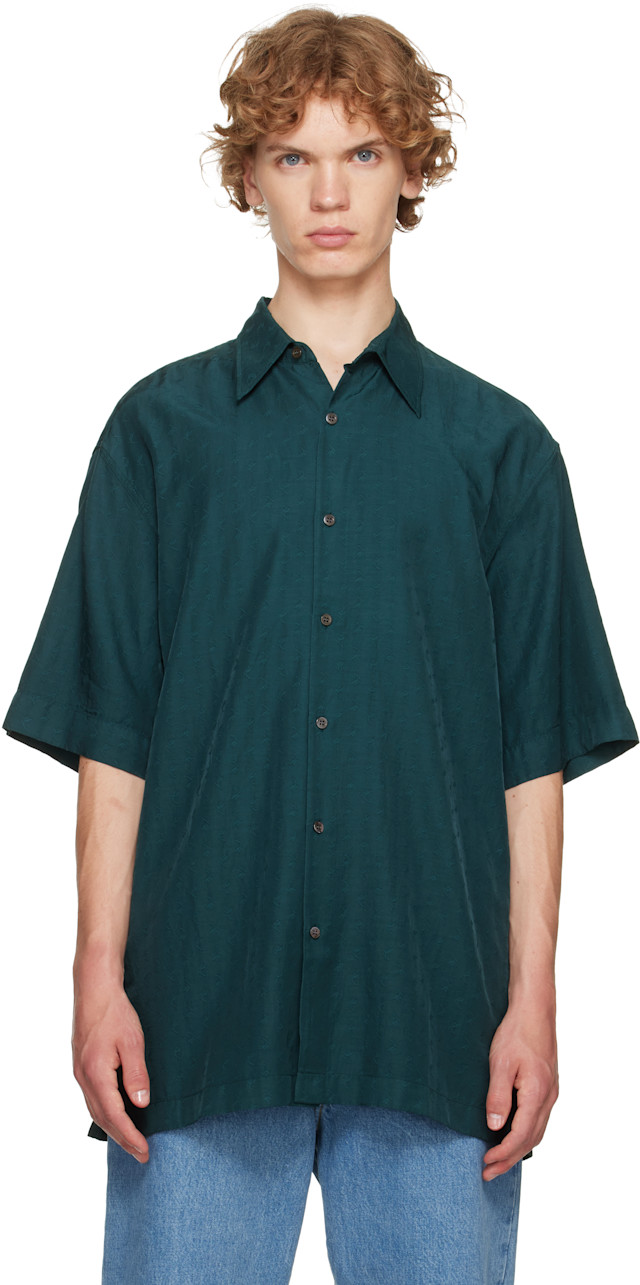 ぽ*ぽ様 DRIES VAN NOTEN 20aw ベルベット シャツ Dries Van Noten: グリーン フローラル シャツ | SSENSE 日本