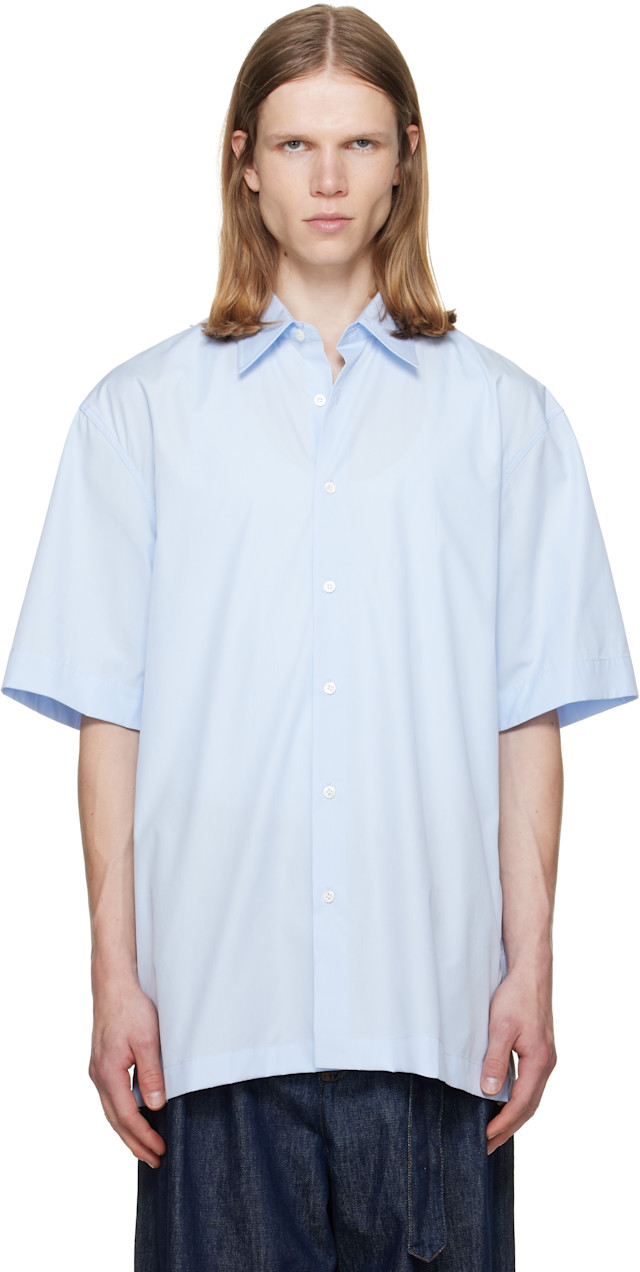 Dries Van Noten: ブルー コットン 半袖シャツ | SSENSE 日本