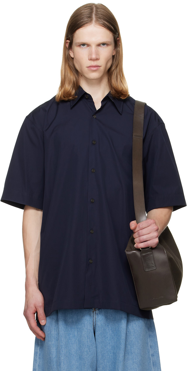 Dries Van Noten: ネイビー コットン 半袖シャツ | SSENSE 日本