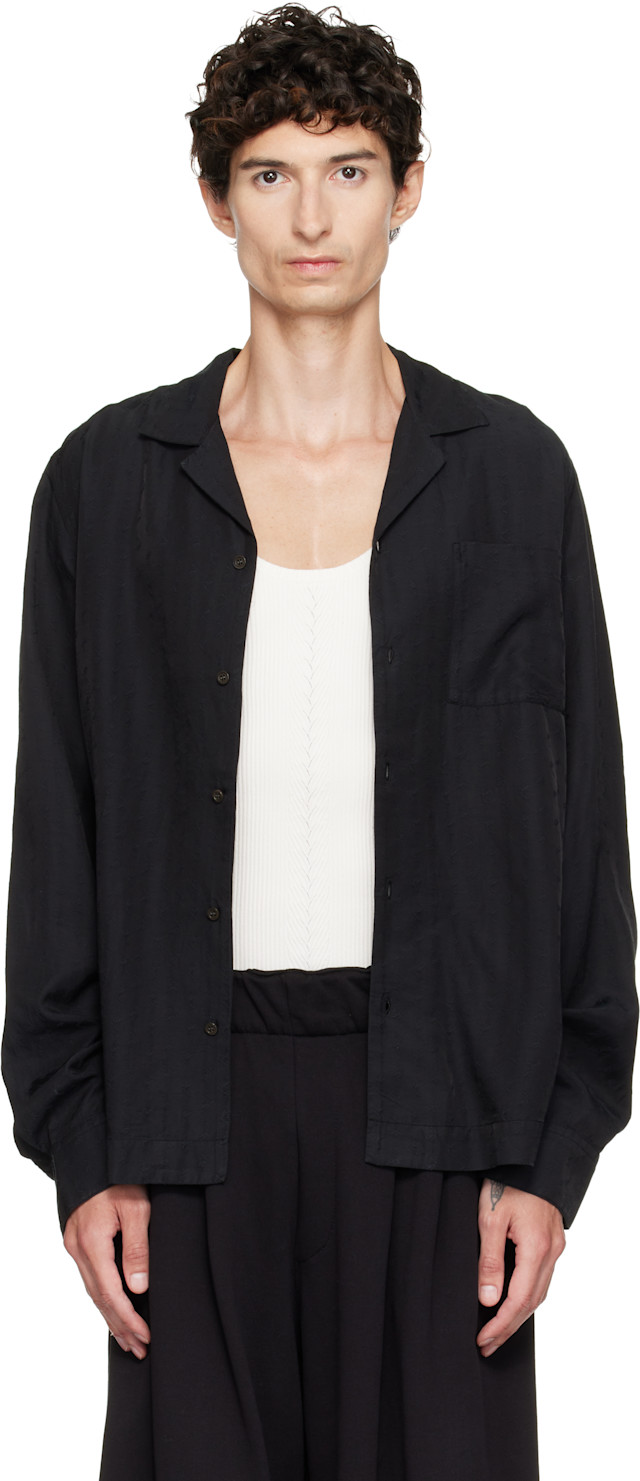 Dries Van Noten プリントシャツ Dries Van Noten: ブラック エンブロイダリー シャツ | SSENSE 日本