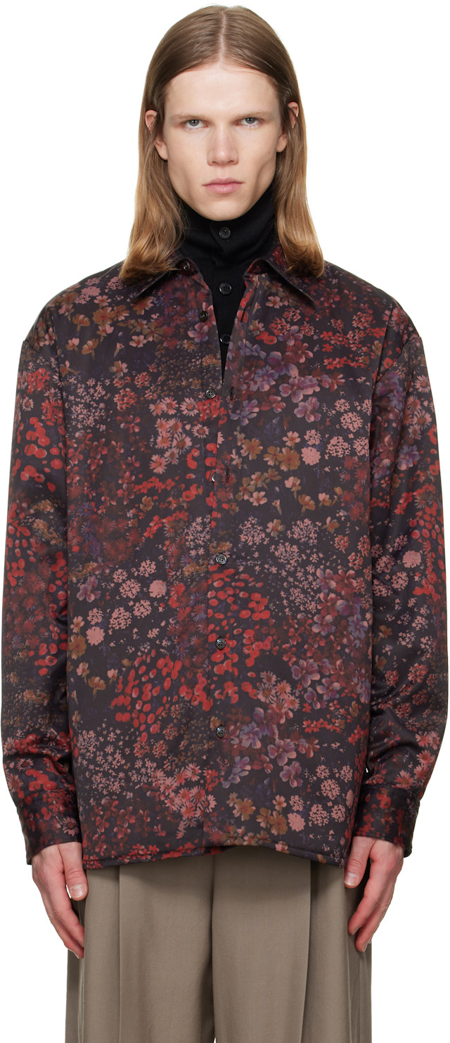 Dries Van Noten: パープル パデッド フローラル オーバーシャツ