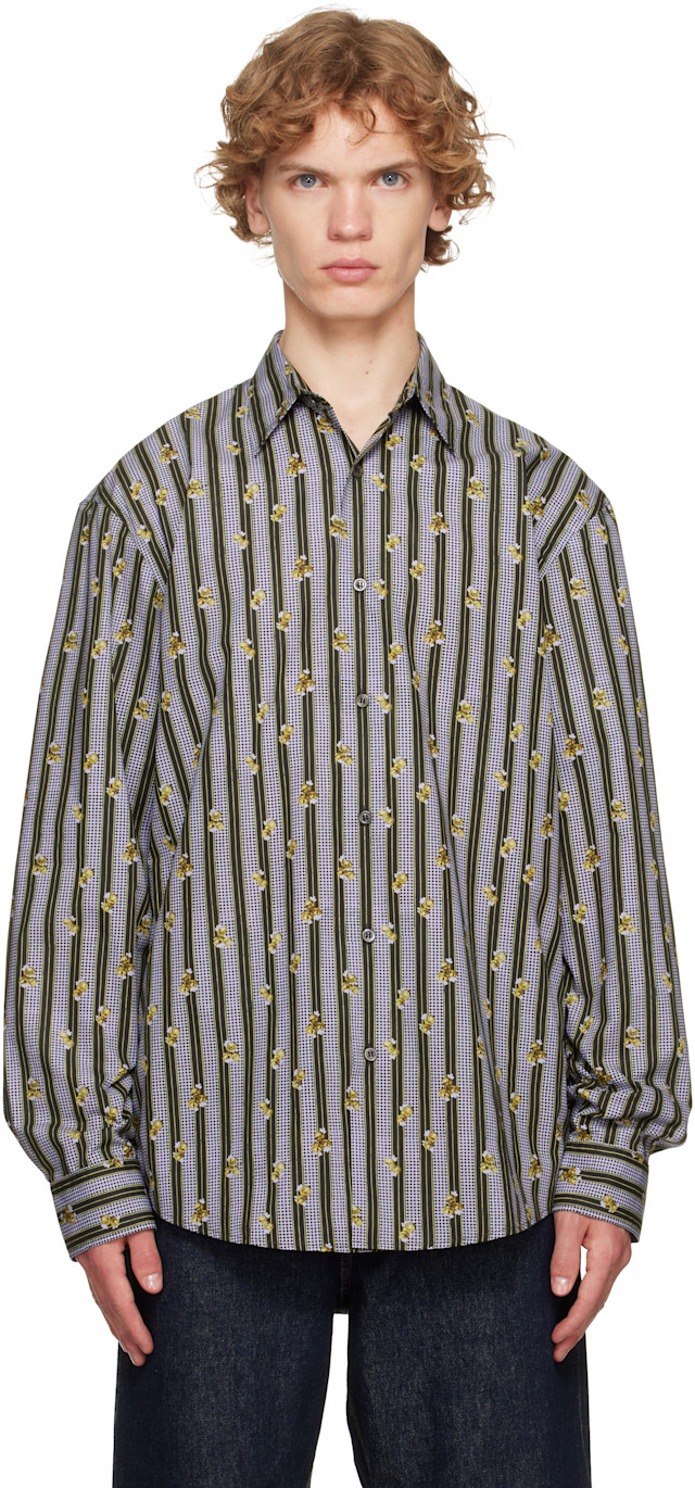 Dries Van Noten: パープル＆グリーン コットン シャツ | SSENSE 日本