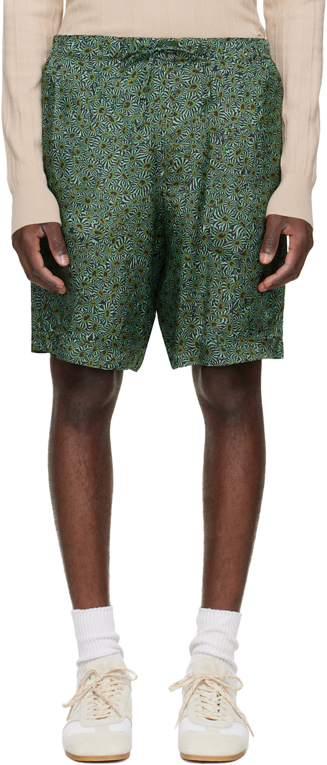 Dries Van Noten: Green Viscose Shorts | SSENSE