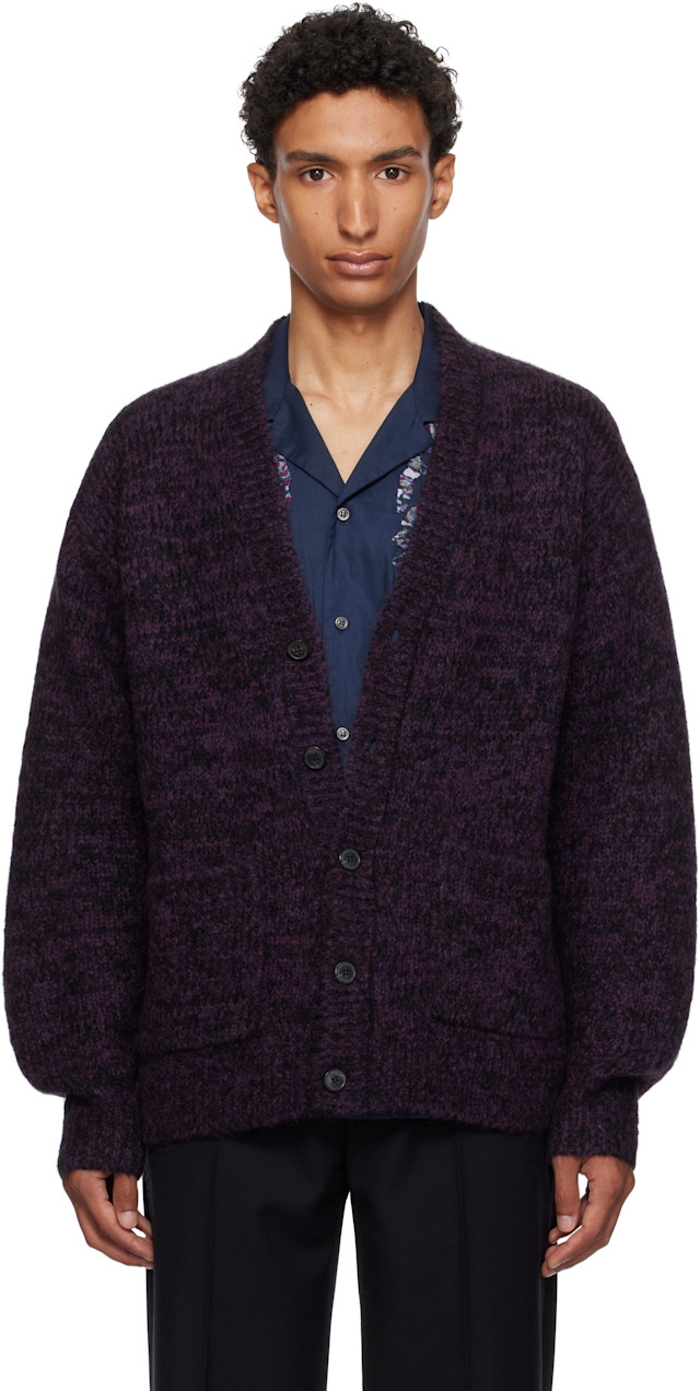 DRIES VAN NOTEN カーディガン 赤紫 M Dries Van Noten: パープル アルパカ カーディガン | SSENSE 日本