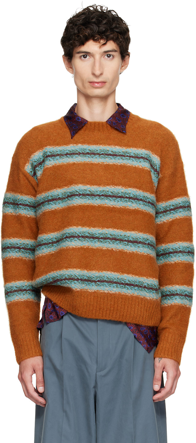 Dries Van Noten: Orange Jacquard Wool Sweater | SSENSE