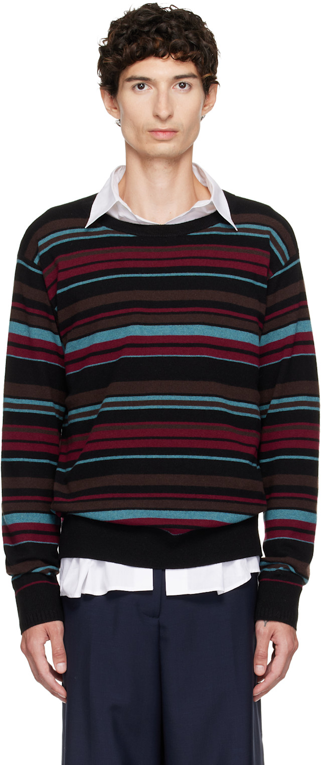 未使用 Sサイズ DRIES VAN NOTEN ボーダーカットソー Dries Van Noten: ブラック ボーダー セーター | SSENSE 日本