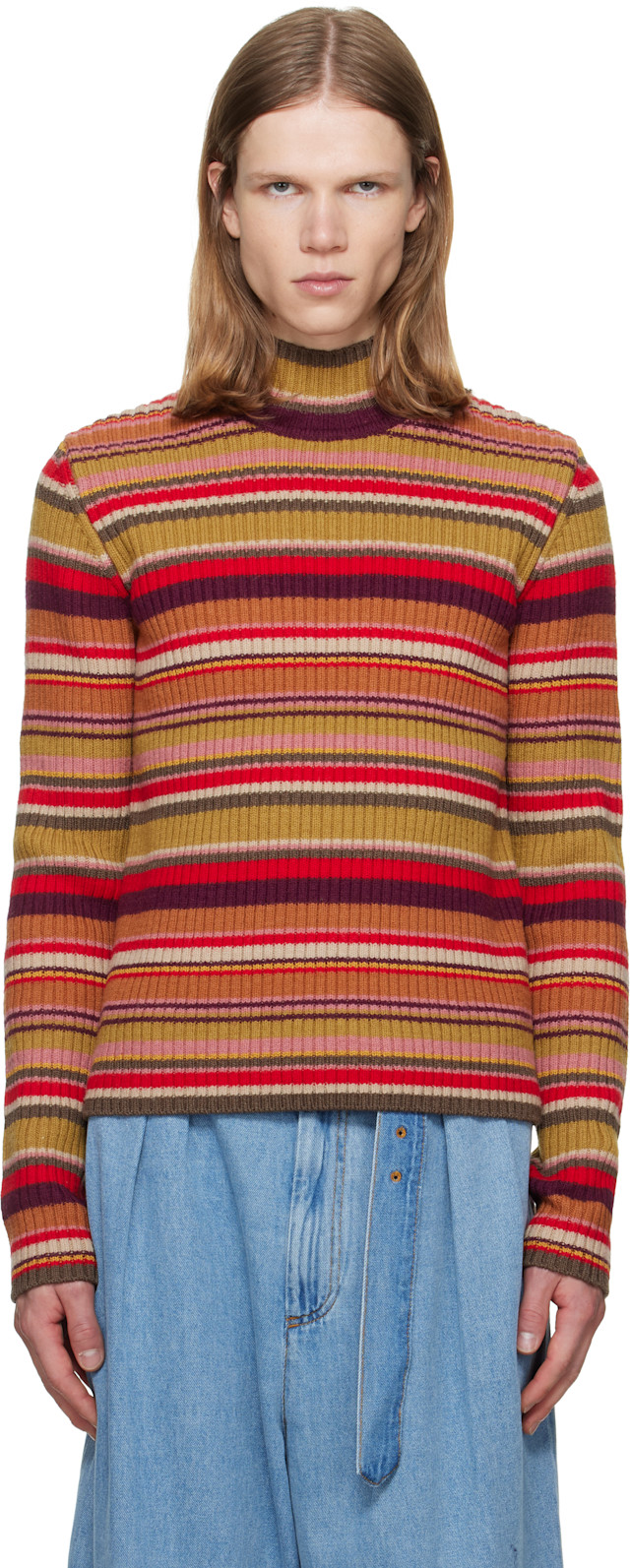 Dries Van Noten: Multicolor Ribbed Wool Turtleneck | SSENSE