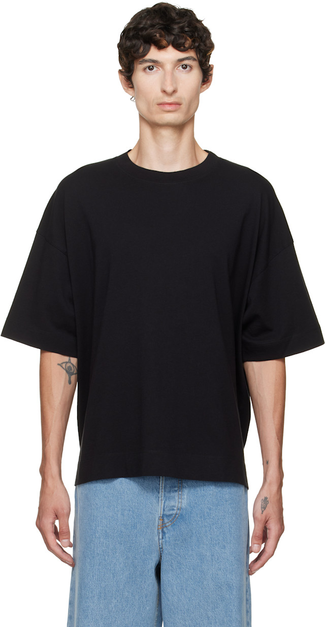 Dries Van Noten: Black Dropped Shoulder T-shirt | SSENSE
