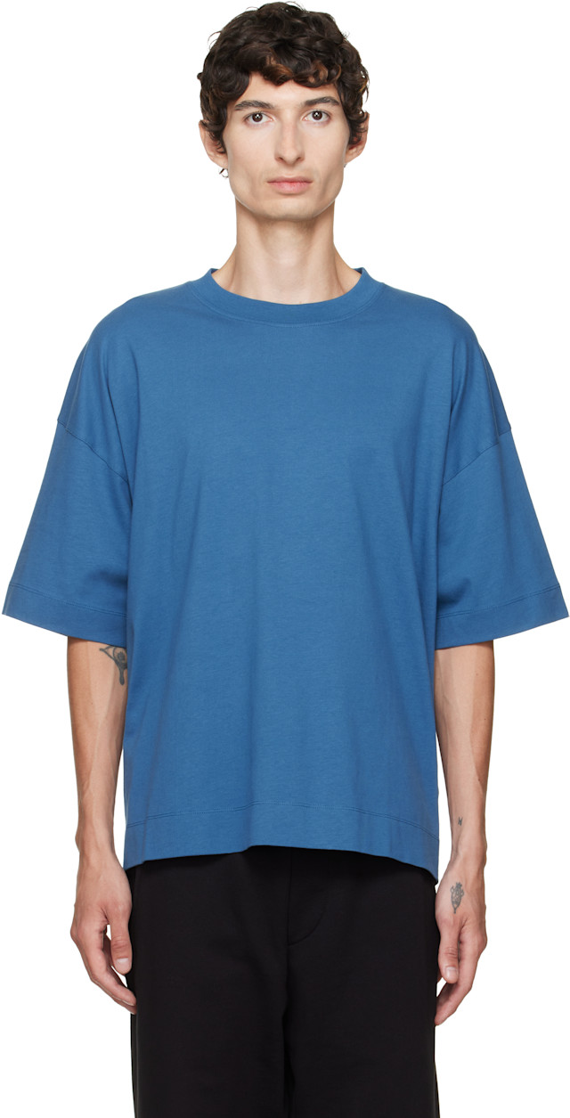 Dries Van Noten: Navy Dropped Shoulder T-shirt | SSENSE