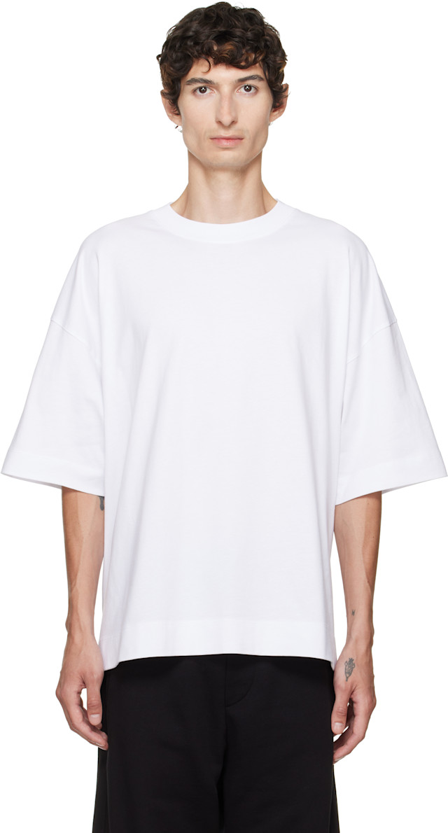 Dries Van Noten: ホワイト ドロップショルダー Tシャツ | SSENSE 日本
