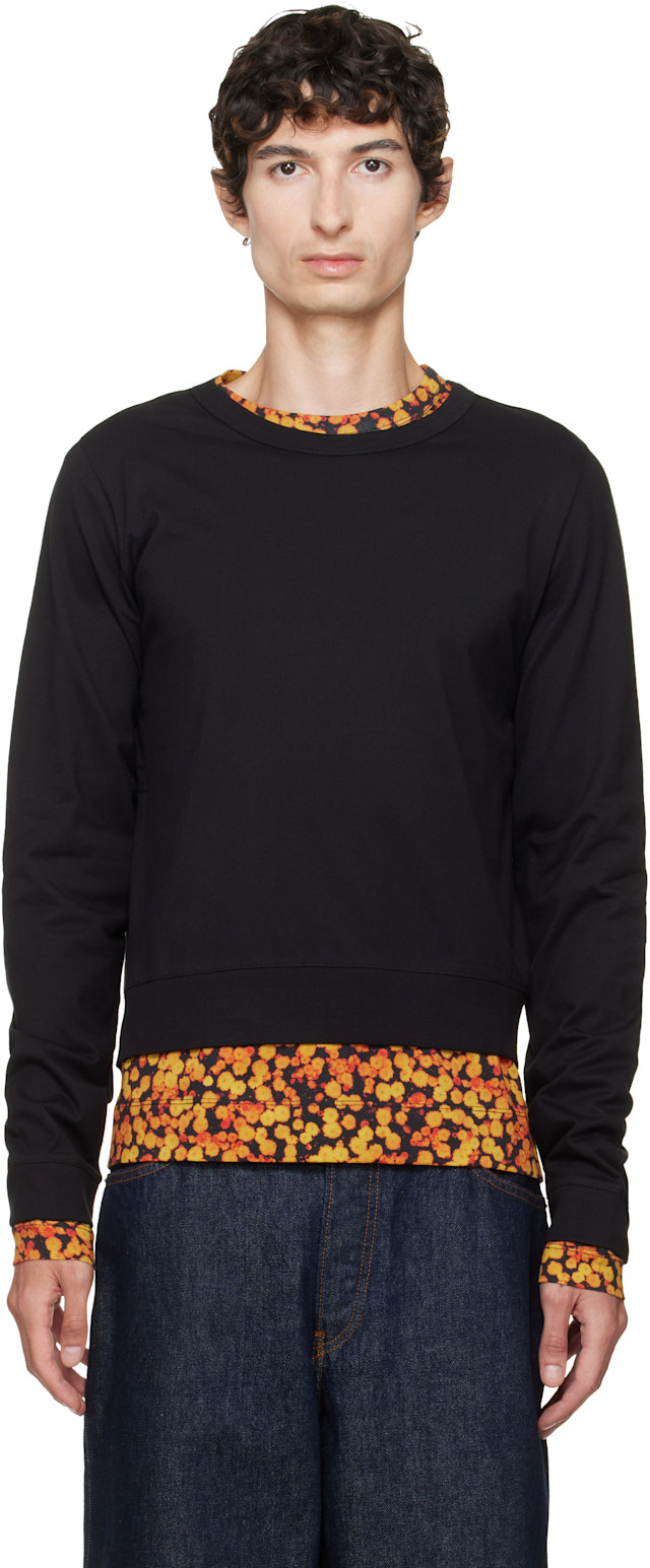 Dries Van Noten: Black & Orange Layered Cotton T-shirt | SSENSE