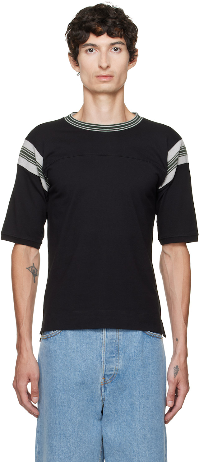 トップス dries van noten 21ss skipper shirt Dries Van Noten: Black Striped T-shirt | SSENSE Canada
