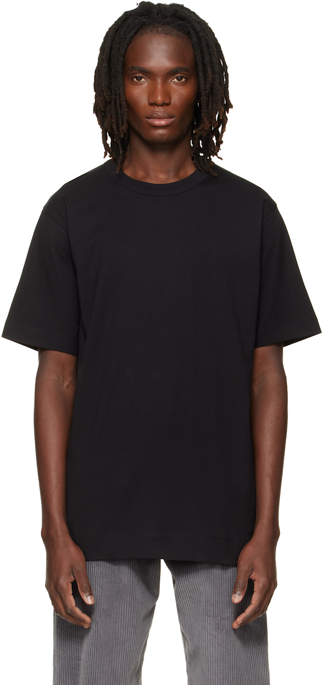 Dries Van Noten: ブラック レギュラーフィット コットン Tシャツ