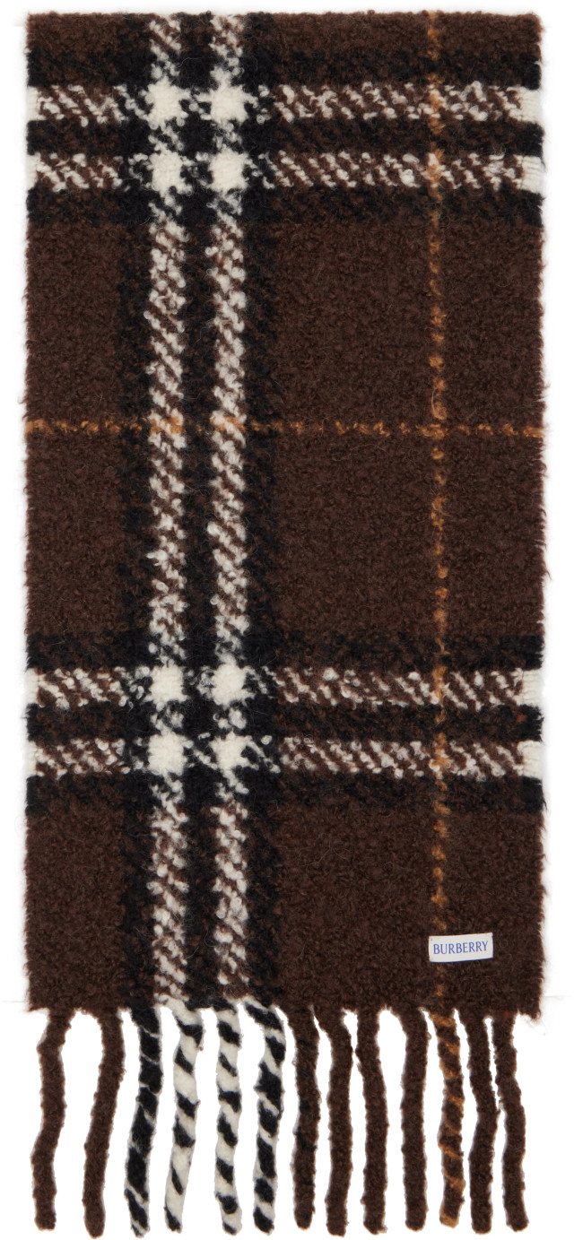 Burberry: ブラウン チェック アルパカウール ブレンド ブークレ